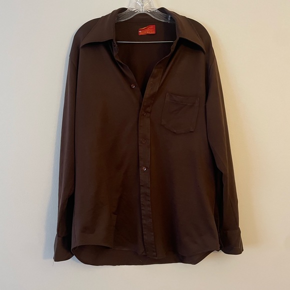 Chocolate Brown men’s vintage button-down - Picture 1 of 5